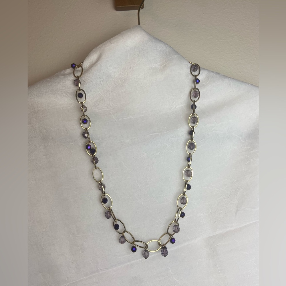 Elegant Purple and Silver Necklace with extension.